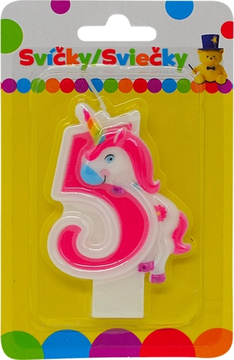 Vela de cumpleaños unicornio número 5