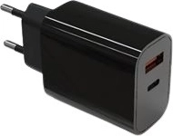 Cargador de red de 20 W con USB-C y USB-A, con Power Delivery, negro