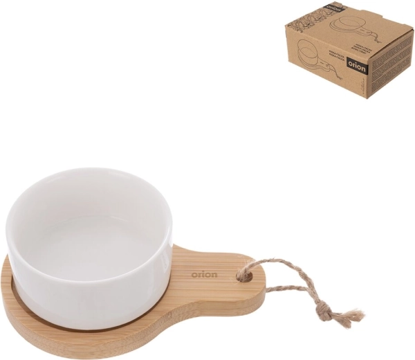 Cuenco con bandeja de servir de bambú Whiteline