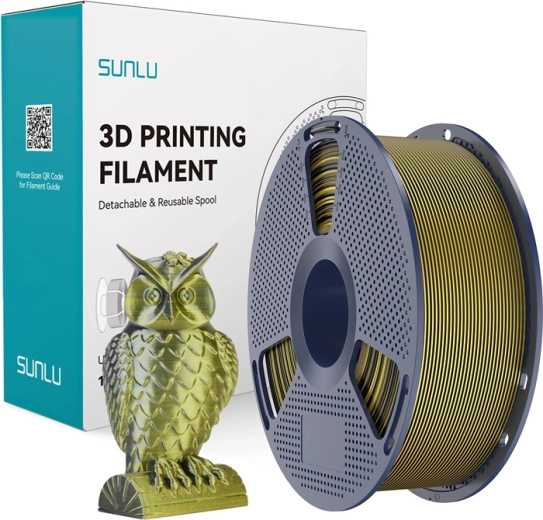 Filamento Sunlu PLA+ Silk bicolor negro y dorado