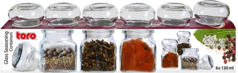 Especieros de vidrio TORO 120 ml, set de 6 uds