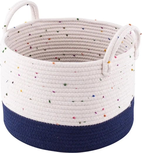 Cesta de almacenamiento trenzada blanco‑granate 32 × 32 × 22 cm