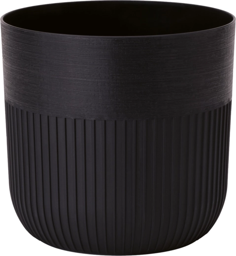 Maceta Luca 30 cm, negra profunda con inserto