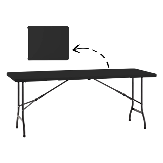 Mesa plegable de camping y catering 180 × 70 × 74 cm negra