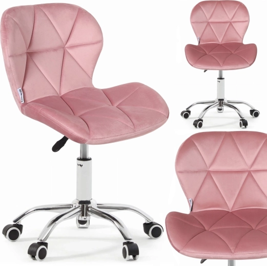 Bauerkraft silla giratoria de oficina infantil de terciopelo rosa