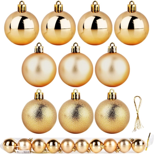 Bolas navideñas doradas irrompibles de 5 cm, set de 10 uds.