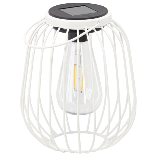 Farolillo solar metálico blanco de 19 cm