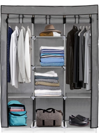 Armario ropero textil plegable XXL con cajones