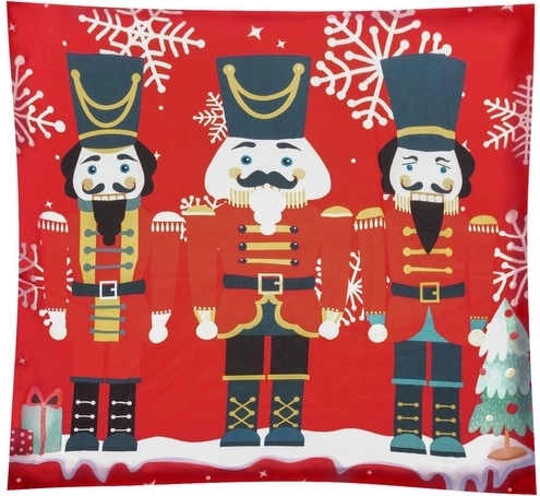 Funda decorativa para cojín con motivo de cascanueces 40×40 cm – Roja
