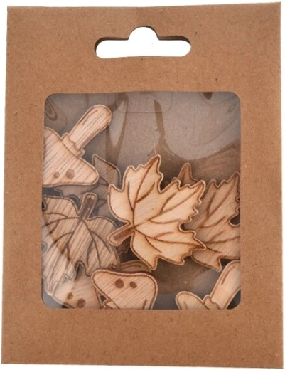 Adornos de madera de setas y hojas, 8 uds