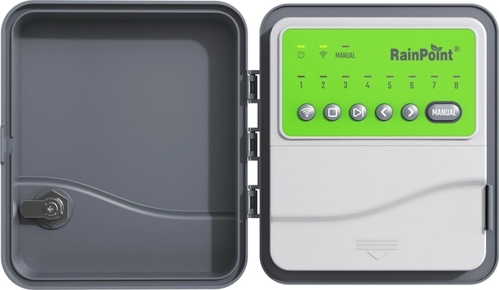 RainPoint controlador inteligente Wi‑Fi de riego para 8 zonas (AC)