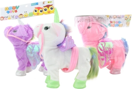 Unicornio de peluche a pilas con sonidos y caminata