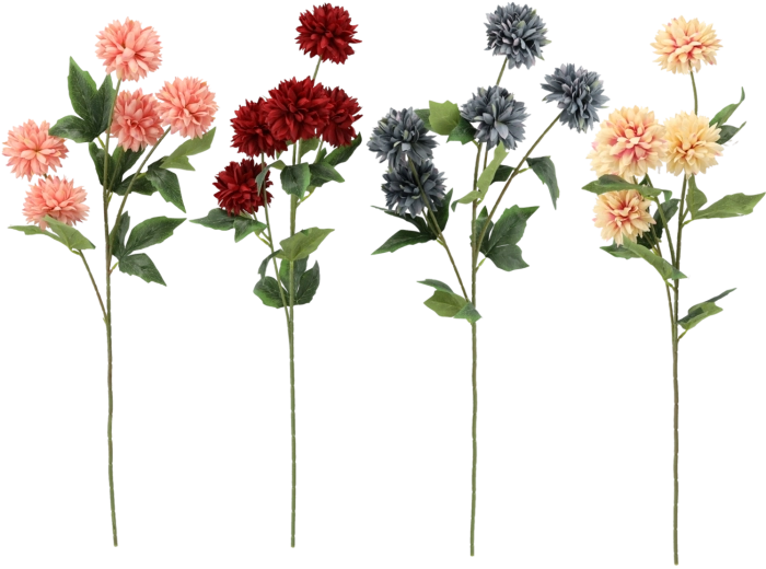 Rama artificial de crisantemo con cinco flores de 71 cm, mix de colores