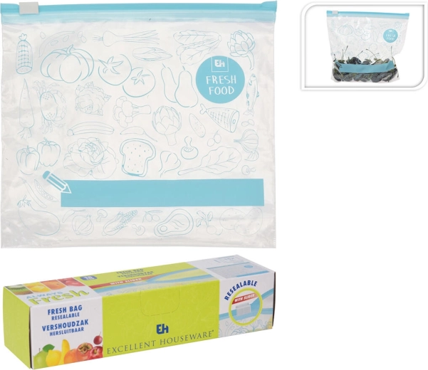 Bolsas con cierre zip de 1 l con estampado, 15 uds.