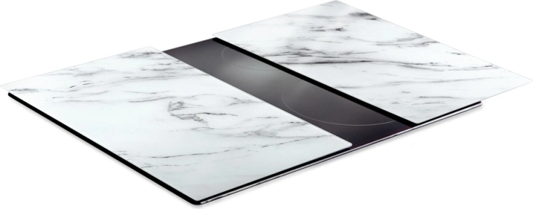 Vilde tablas de cortar de vidrio y cubierta para la placa de cocina, mármol blanco, 2 uds, 60 × 52 cm