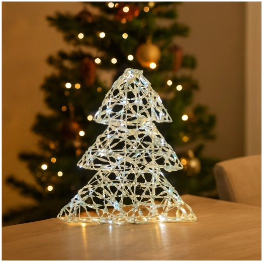 Árbol LED navideño de 30 cm con efecto arcoíris a pilas