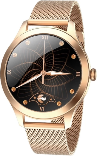 Smartwatch Fit FW42 dorado: reloj inteligente para mujer con correa milanesa metálica
