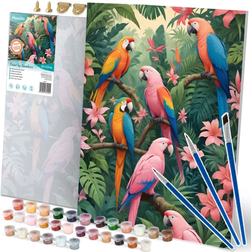 Pintura por números 40 × 50 cm Massido papagayos