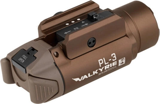 Luz táctica para arma Olight PL-3R Valkyrie Desert Tan, recargable 900 mAh