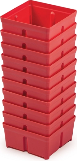 Juego de cajas de plástico para herramientas, rojas, 10 uds. (10,5 × 10,5 × 5 cm)