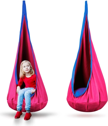 Asiento colgante tipo capullo de coco para niños, rosa