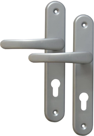 Herraje para puerta MICHAELA, manilla con llave, distancia 72 mm, plateado