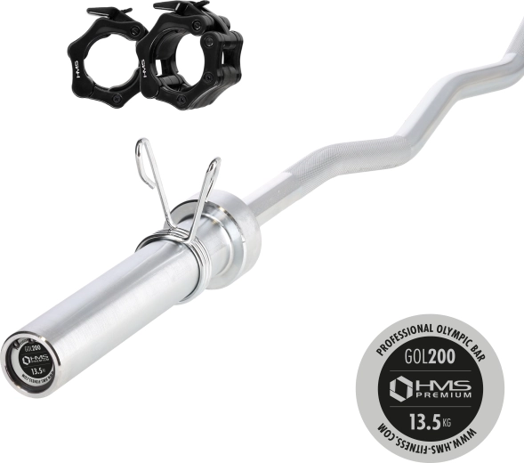 Barra olímpica EZ acodada HMS Premium 150 cm con cierres rápidos ZG1000