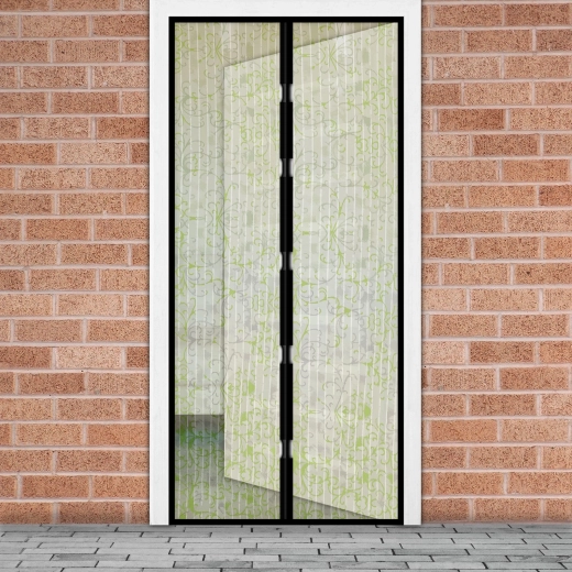 Cortina magnética para puertas contra insectos con diseño floral