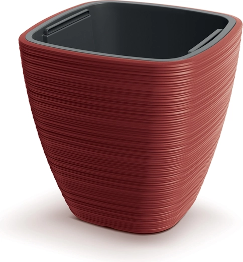 Maceta Vena Square 38,8 cm retro roja con inserto
