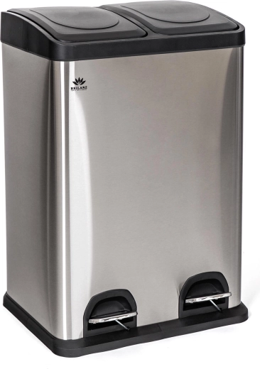 Cubo de basura de acero inoxidable para separación de residuos 2×20 l con pedal
