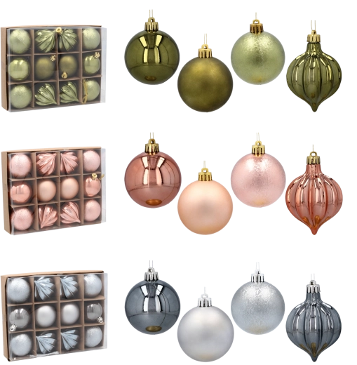 Set de bolas navideñas de 6 cm – oliva, cobre y grafito, 12 uds.