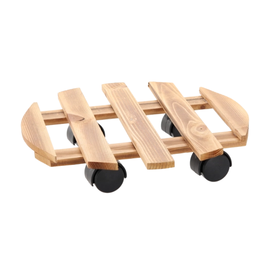 Soporte redondo de madera con ruedas para maceta 36 cm