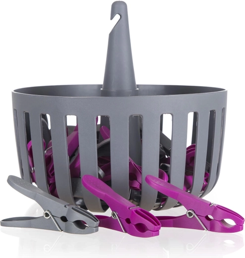 Cesta colgante con pinzas para la ropa BRILANZ, 30 uds, surtido de colores