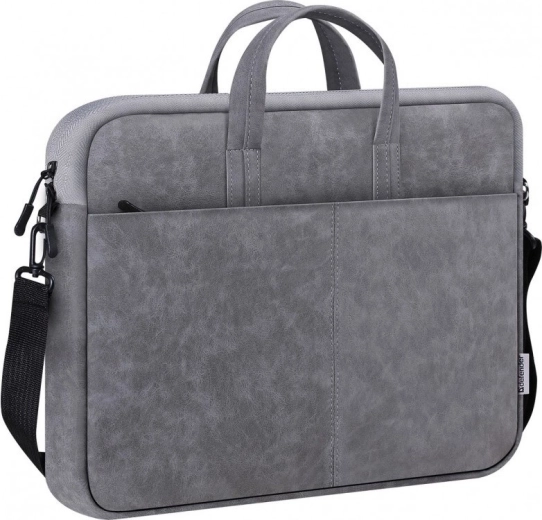 Bolsa gris para portátil 15,6″ de cuero ecológico