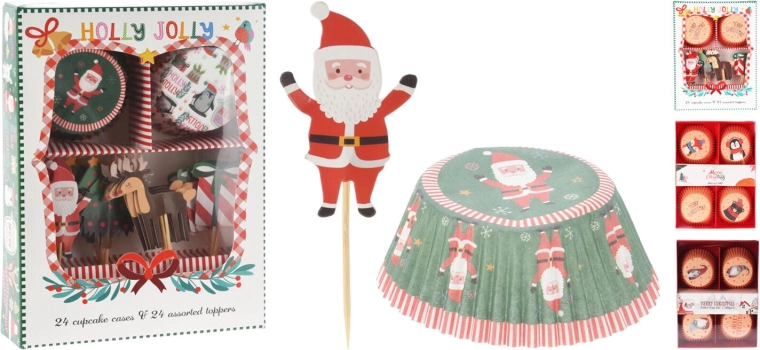 Set navideño para hornear muffins, 48 piezas