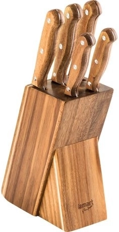 Juego de 5 cuchillos de cocina en bloque de madera Wood