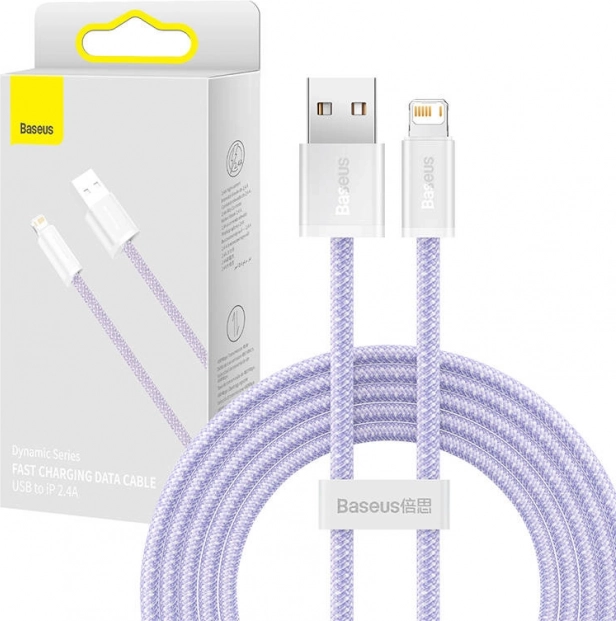 Baseus Dynamic cable trenzado USB–Lightning 2 m, 2,4 A, morado