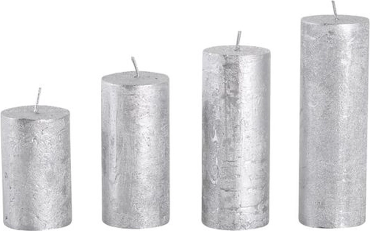 Velas de Adviento rústicas Provence plateadas, 4 unidades