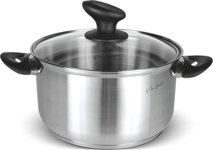 Cacerola de acero inoxidable Lamart Pure con tapa de vidrio 22 × 12,5 cm
