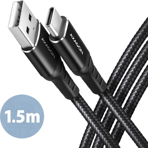 Cable USB-C - USB-A Axagon 1.5m, aluminio, trenzado de nailon