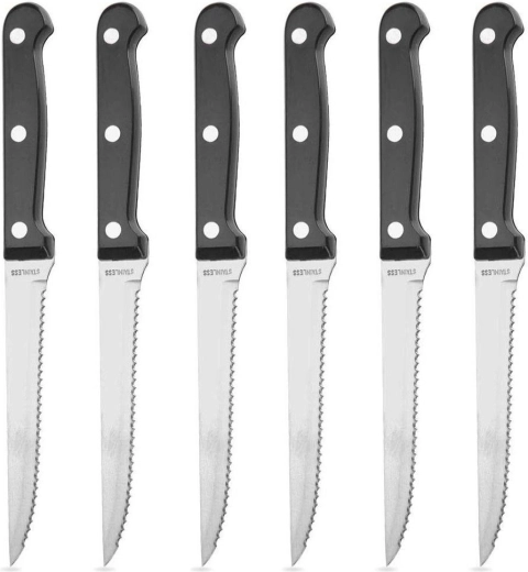 Juego de cuchillos para bistec de acero inoxidable de 21 cm, 6 uds