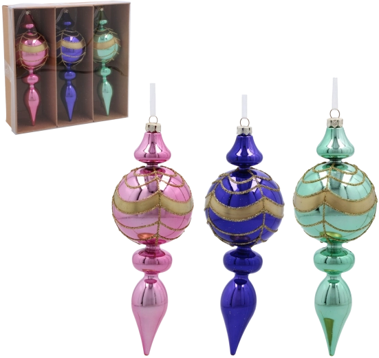 Set de puntas navideñas de plástico de 17 cm – mezcla de colores, 3 uds.