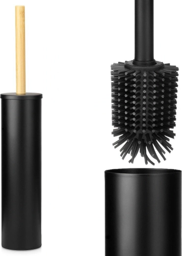 Vilde escobilla de WC de silicona con soporte negra 37,5 cm