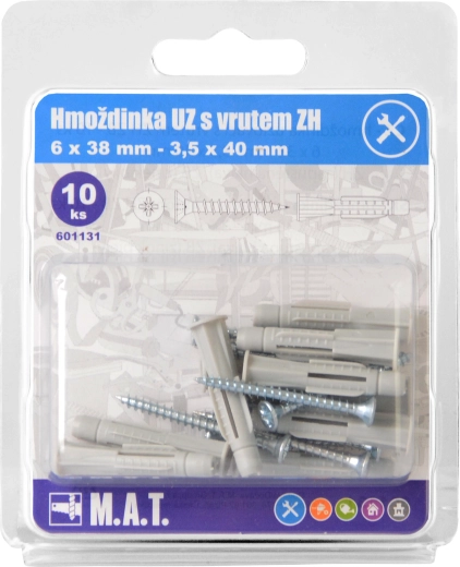 Taco de anclaje de nudo con reborde 6 mm con tornillo PH, galvanizado (10 uds)
