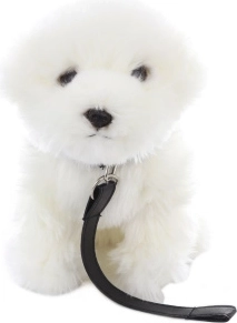 Adorable perrito maltés de peluche con correa de 28 cm