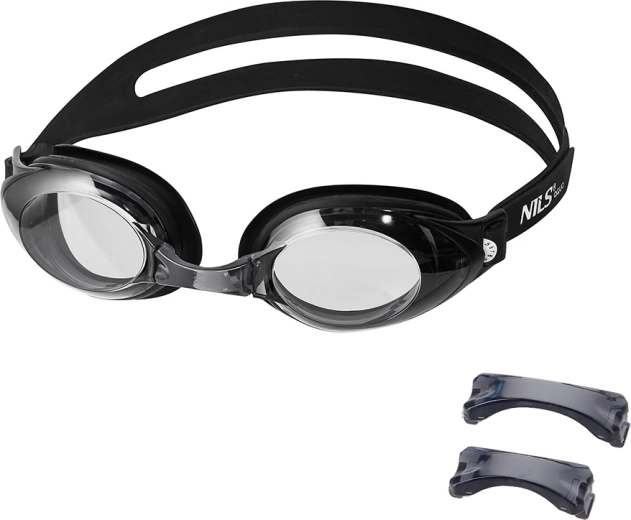 Gafas de natación NILS Aqua negras con tecnología Anti‑Fog y protección UV