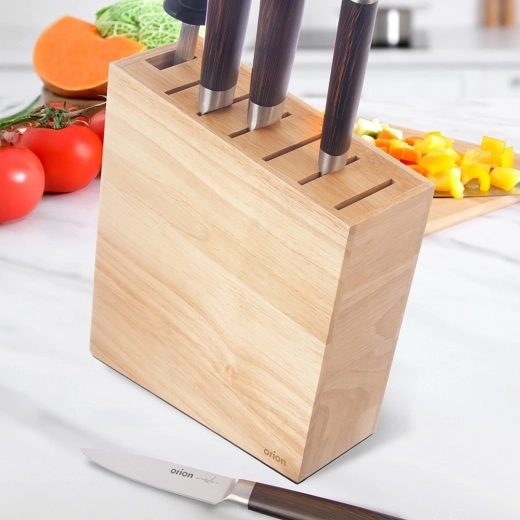 Almacenamiento organizado para hasta 6 cuchillos + espacio para accesorios