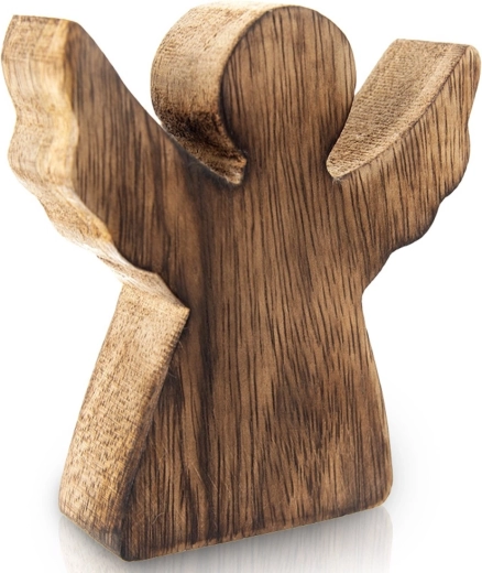 Figura navideña de madera: ángel de madera de mango 15 cm