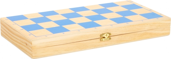 Ajedrez de madera para niños small foot – set plegable con figuras de colores