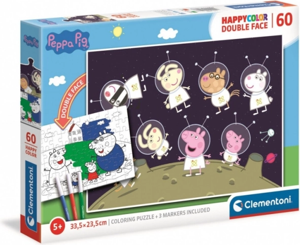 Puzle de doble cara Peppa Pig en el espacio (60 piezas)